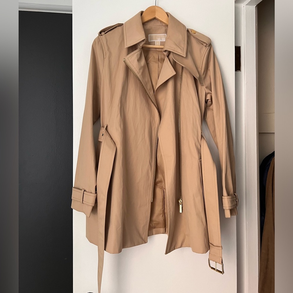 Michael Kors tan trench coat, size M